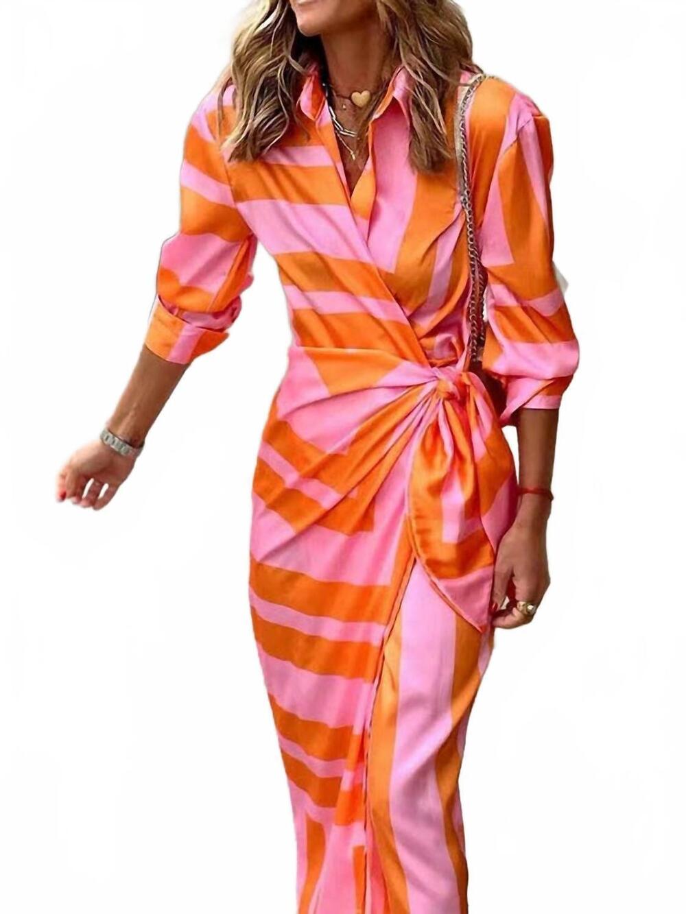 NEW VIVIDLUX knot maxi dress in orange